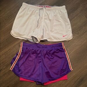 Nike Women's White and Pony Purple Athletic Shorts Set